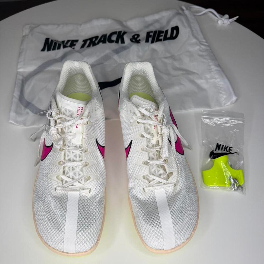 NWT Nike Rival Distance Track Spikes White Pink Volt‎ Women’s Size 11